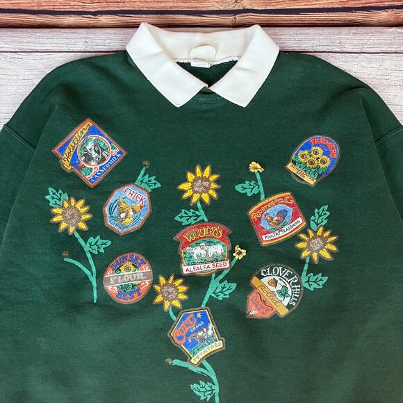 Vintage 1990s Sunflowers & Animals Crewneck - Picture 3 of 7